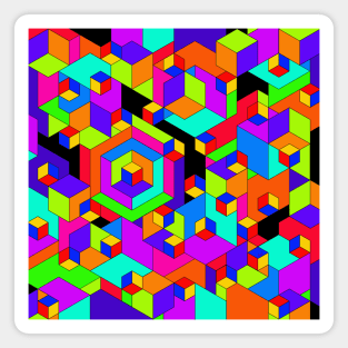 Geometric Cubist Block Nightmare! Magnet